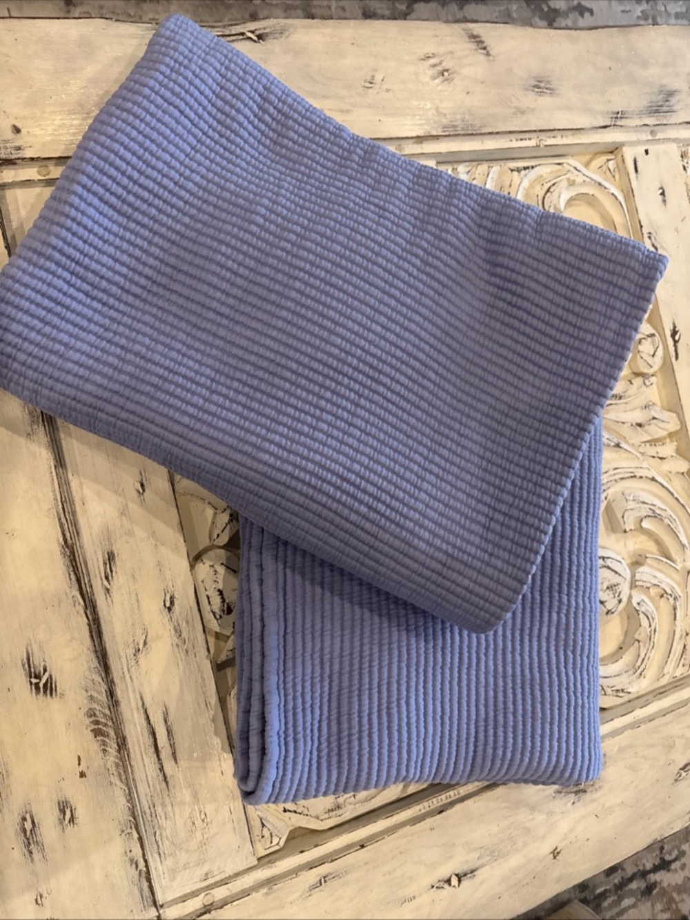 2 Twin Linen Source 100% Cotton Coverlets Bedspreads Purple Nubby texture Beach